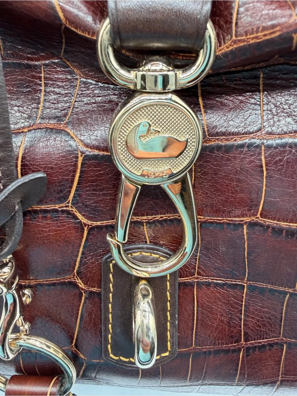 Dooney & Bourke Brown Croco-Embossed Leather Hobo Bag